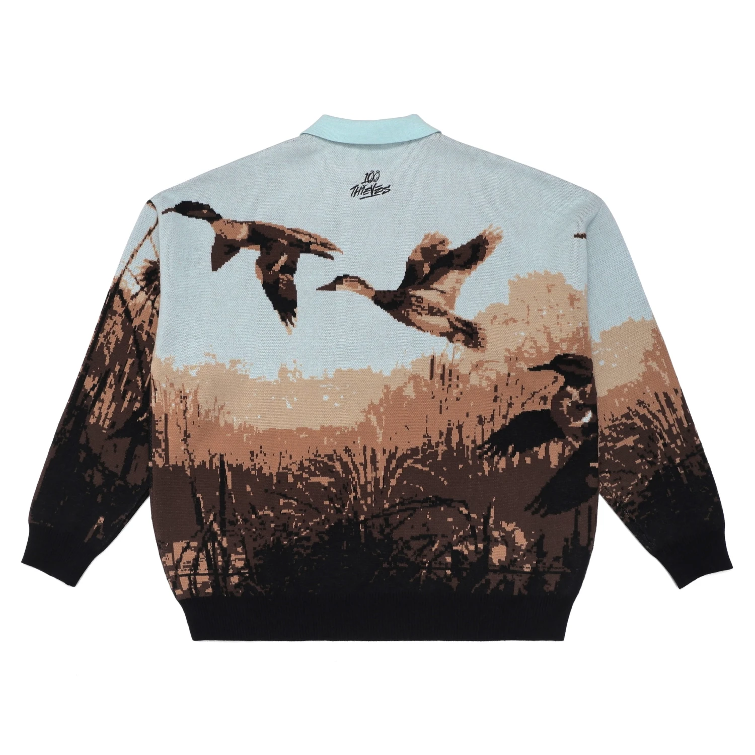 Malbon X 100 Thieves Buckshot Knit LS Polo - Image 4