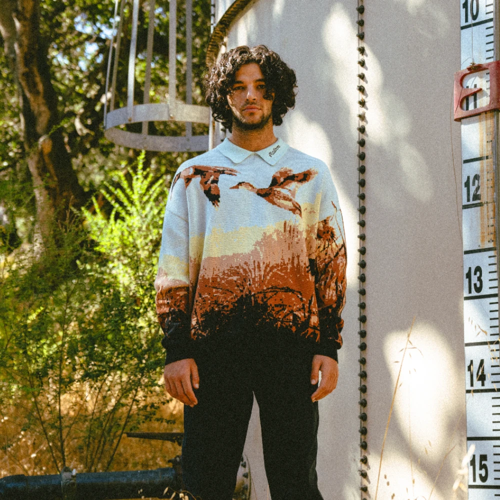 Malbon X 100 Thieves Buckshot Knit LS Polo - Image 2