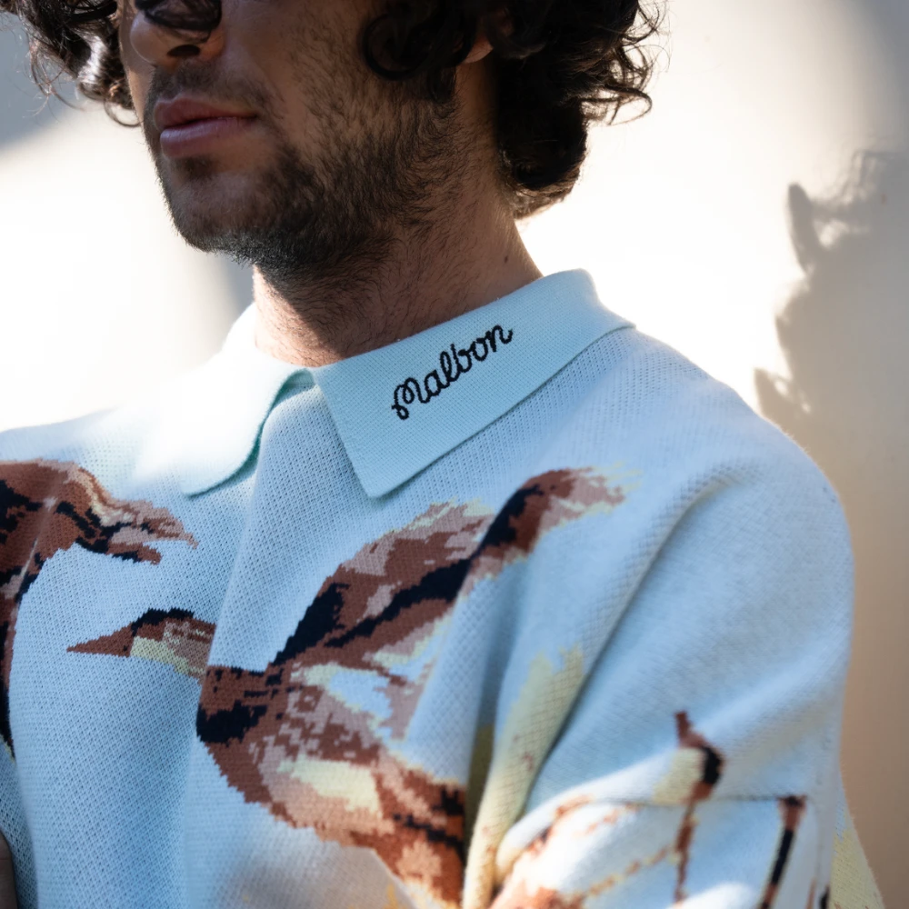 Malbon X 100 Thieves Buckshot Knit LS Polo - Image 3